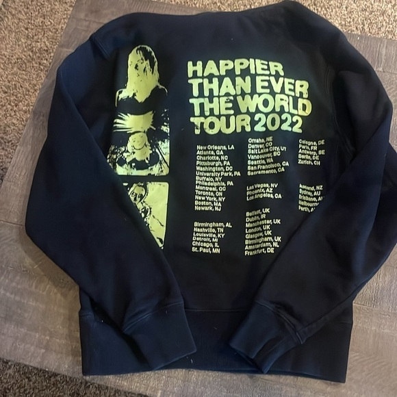 Billie Eilish Happier Than Ever Tour 2022 Hoodie Small. Front Pocket Sweatshirt. - Picture 4 of 6